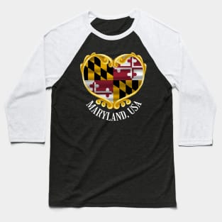 MARYLAND LUV GOLDEN HEART DESIGN Baseball T-Shirt